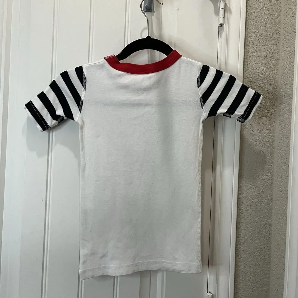 Hanna Andersson X Disney Mickey Mouse Red White Black Striped PJ Shirt Youth 6-7